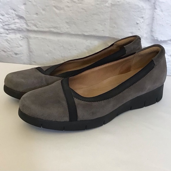 Clarks Shoes - Clarks 10 Artisan Suede Women's Gray Suede Slip-On Comfort Shoes